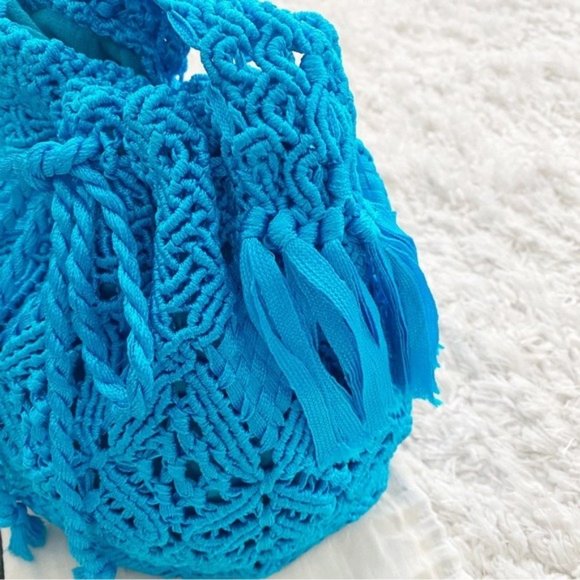 Camila Mesar Maxi Amor Dormido Mochila Drawstring Bucket Bag NWT Turquoise - Picture 8 of 13